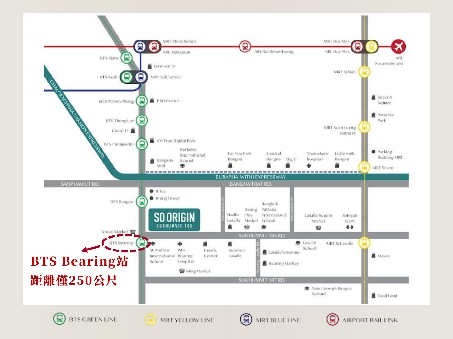 SO Origin Sukhumvit 105 BTS Bearing 交通位置圖